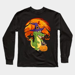 Crocodile pumpkin witch Long Sleeve T-Shirt
